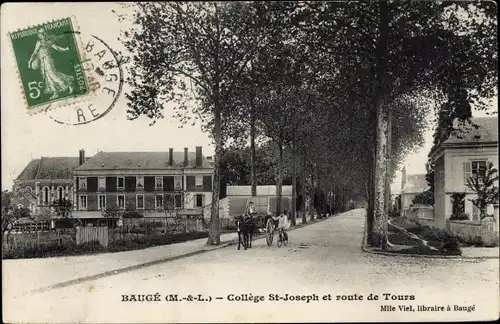 Ak Baugé Maine et Loire, Collège Saint Joseph et Route de Tours