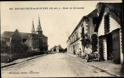 Ak Bourgneuf en Mauges Maine et Loire, Route de Saint Laurent