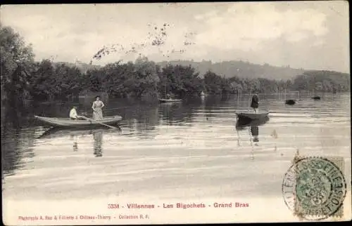 Ak Villennes sur Seine Yvelines, Les Bigochets, Grand Bras, Barques