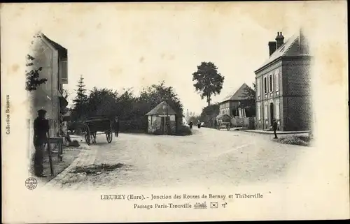 Ak Lieurey Eure, Jonction des Routes de Bernay et Thiberville