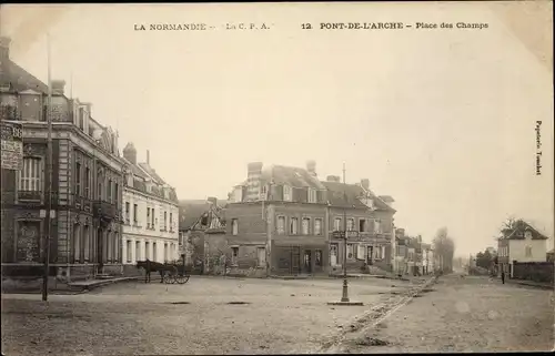 Ak Pont de l'Arche Eure, Place des Champs