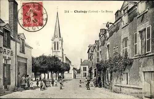 Ak Chaingy Loiret, Le Bourg, Eglise, Cafe