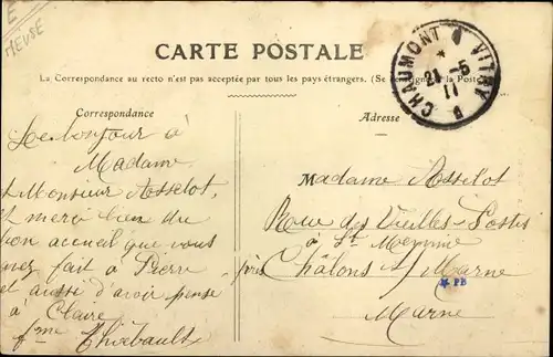 Ak Ancerville Meuse, La Poste et la Petite Rue