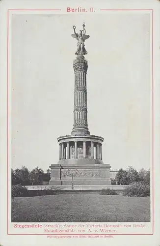 Kabinett Foto Berlin Tiergarten, Siegessäule, Statue  der Victoria Borussia von Drake, Edm. Gaillard