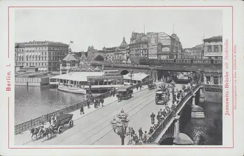 Kabinett Foto Berlin Mitte, Jannowitzbrücke, Dampferstation, Tram, Hochbahn, Ed. Gaillard