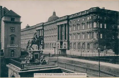 Kabinett Foto Berlin Mitte, Königliches Schloss mit Kurfürstendenkmal