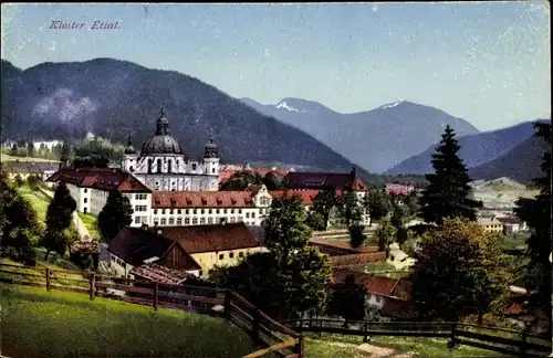 Ak Ettal Oberbayern, Kloster, Teilansicht