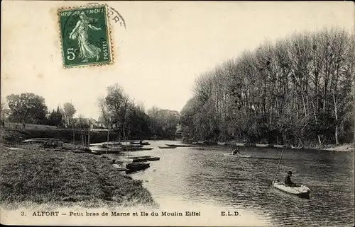 Ak Alfort Val de Marne, Petit Bras de Marne et Île du Moulin Eiffel