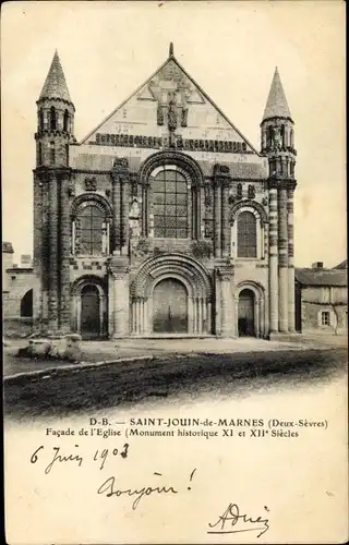 Ak Saint-Jouin-de-Marnes Deux Sèvres, Église Romane