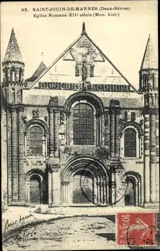 Ak Saint-Jouin-de-Marnes Deux Sèvres, Église Romane