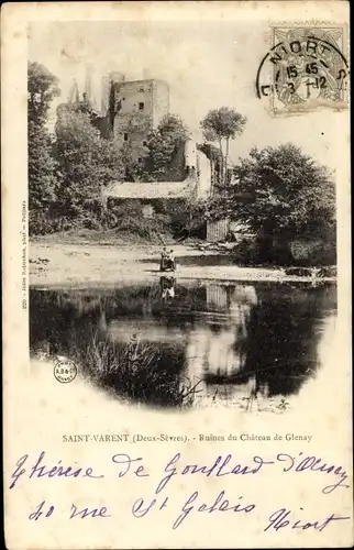 Ak Saint Varent Deux Sèvres, Ruines du Château de Glénay