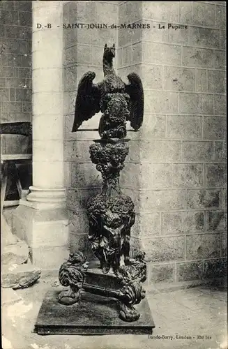 Ak Saint-Jouin-de-Marnes Deux Sèvres, Le Pupitre à L´Intérieur de l´Église