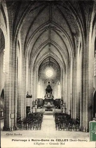 Ak Celles Deux Sevres, L´Église, Grande Nef