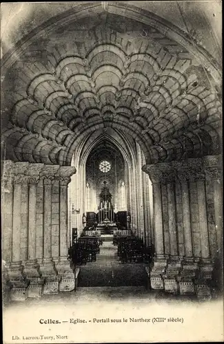 Ak Celles Deux Sevres, L´Église, Portail sous le Narthex