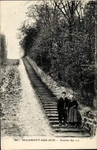 Ak Beaumont sur Oise Val d’Oise, Escalier des 117