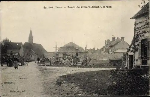 Ak Saint Hilliers Seine-et-Marne, Route de Villiers Saint Georges