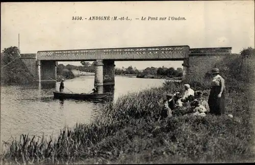 Ak Andigné Maine-et-Loire, Pont sur l´Oudon