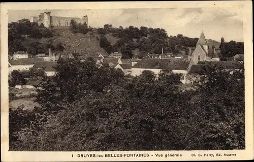 Ak Druyes les Belles Fontaines Yonne, Vue Générale