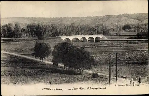 Ak Etigny Yonne, Le Pont