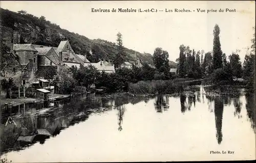 Ak Montoire Loir et Cher, Les Roches, Vue Prise du Pont