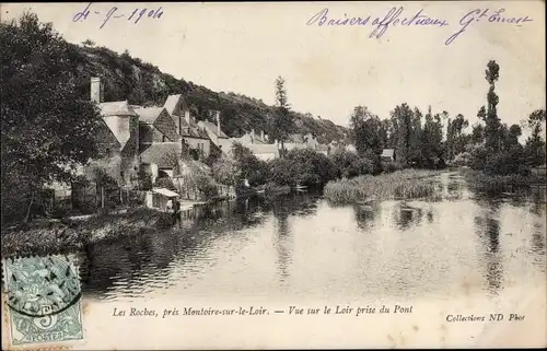 Ak Montoire Loir et Cher, Les Roches, Vue Prise du Pont