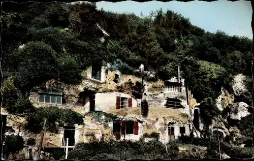 Ak Les Roches Loir et Cher, Les Clottereaux, Habitations Troglodytes