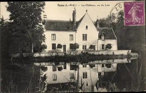 Ak Pezou Loir et Cher, Le Château, vu des Bords du Loir