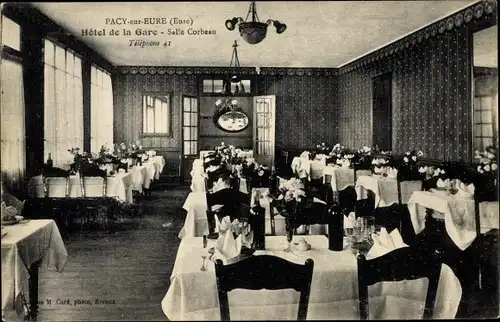 Ak Pacy sur Eure, Hotel de la Gare, Salle Corbeau