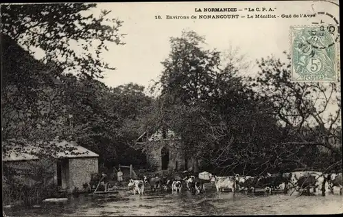 Ak Nonancourt Eure, Le Menillet, Rinder