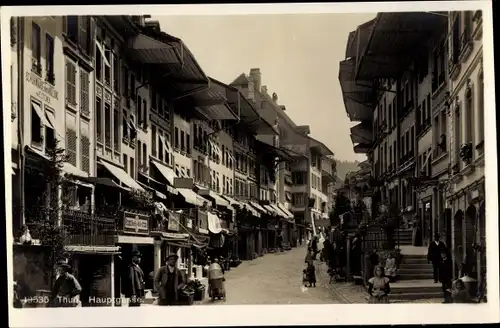 Ak Thun Kanton Bern Schweiz, Hauptgasse, Geschäfte