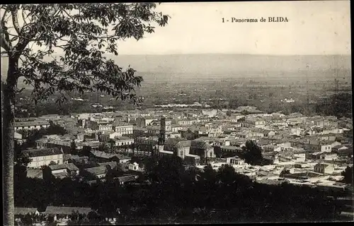 Ak Blida Algerien, Blick auf den Ort