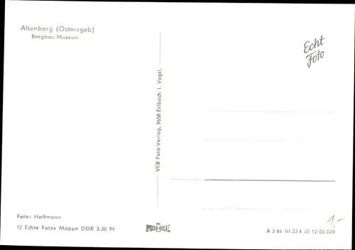 Ak Altenberg Erzgebirge, Bergbaumuseum