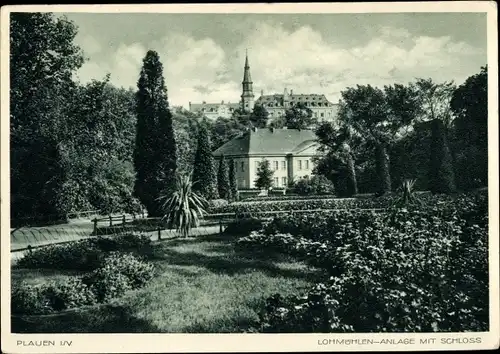 Ak Plauen im Vogtland, Lohmühlenanlage mit Schloss