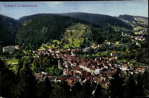 Ak Triberg im Schwarzwald, Gesamtansicht vom 3 Kaiserfelsen