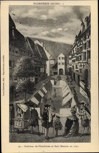 Künstler Ak Plombières les Bains Lothringen Vosges, Intérieur et Bain Romain en 1650