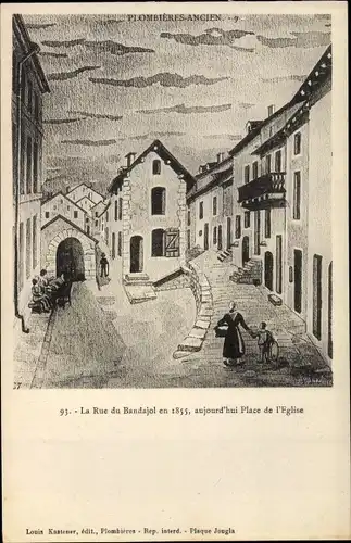 Künstler Ak  Plombières les Bains Lothringen Vosges, Rue du Bandajol en 1855