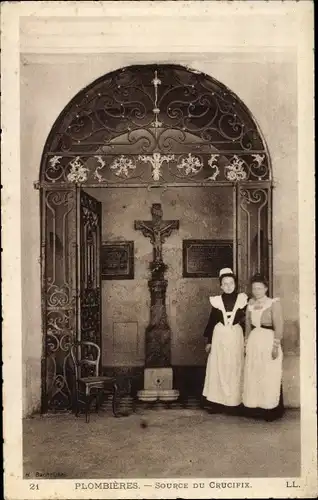 Litho Ak Plombières les Bains Lothringen Vosges, Source du Crucifix