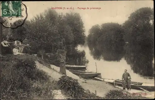 Ak Gloton Yvelines, Paysage de Printemps