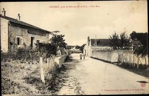 Ak Cochet Essonne, Une Rue avec Restaurant