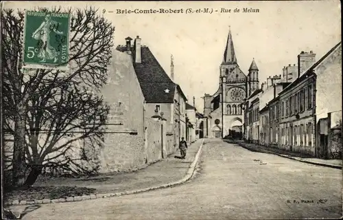 Ak Brie Comte Robert Seine et Marne, Rue de Melun