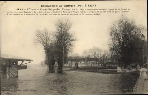 Ak Sens Yonne, Inondations de Janvier 1910 au Clos Le Roi