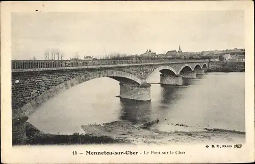 Ak Mennetou sur Cher Loir et Cher, Le Pont sur le Cher