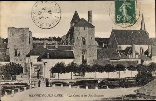 Ak Mennetou sur Cher Loir et Cher, Canal et Fortifications