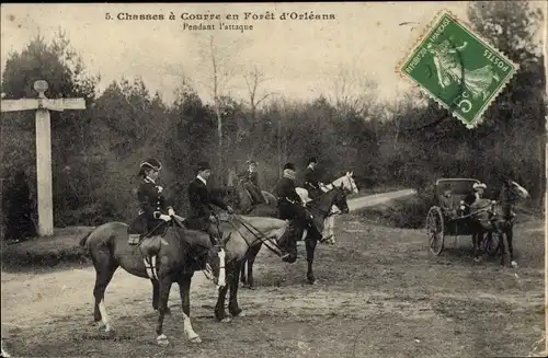 Ak Orléans Loiret, Chasses A Courre en Foret, Pendant l'attaque