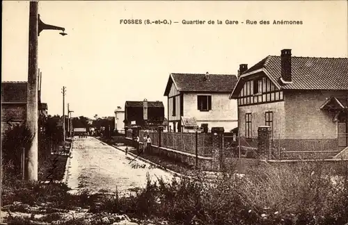 Ak Fosses Val-d’Oise, Quartier de la Gare, Rue des Anemones