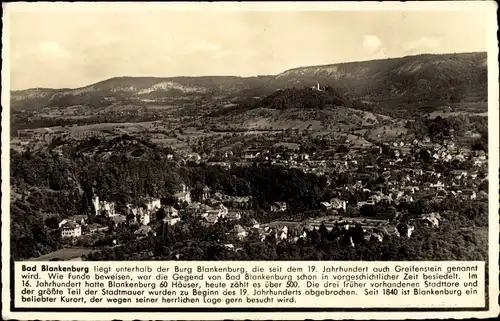 Ak Bad Blankenburg in Thüringen, Panorama des Ortes