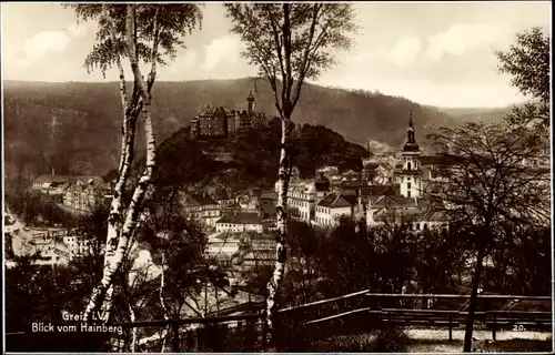 Ak Greiz im Vogtland, Blick vom Hainberg