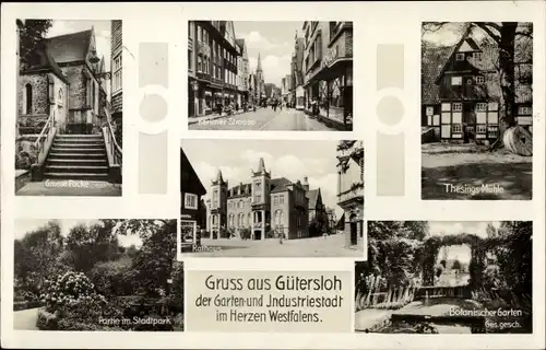 Ak Gütersloh in Westfalen, Berliner Straße, Rathaus, Botanischer Garten, Stadtpark