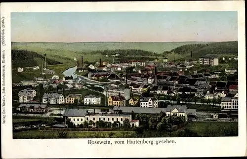 Ak Roßwein in Sachsen, Panorama vom Hartenberg