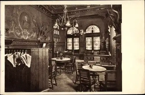 Ak Berlin Mitte, Bierhaus Siechen, Armee Zimmer, Behrenstraße 23-24, Wandgemälde Kaiser Wilhelm I.